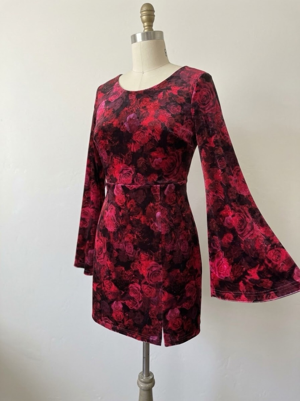Chelsea & Violet fall boho whimsygoth velvet mini dress bell sleeves